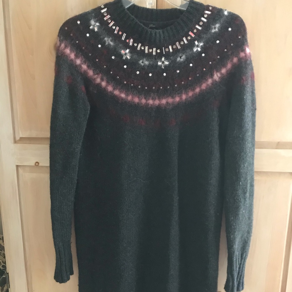 J Crew Jeweled Fair Isle crewneck sweater dress - Picture 2 of 7